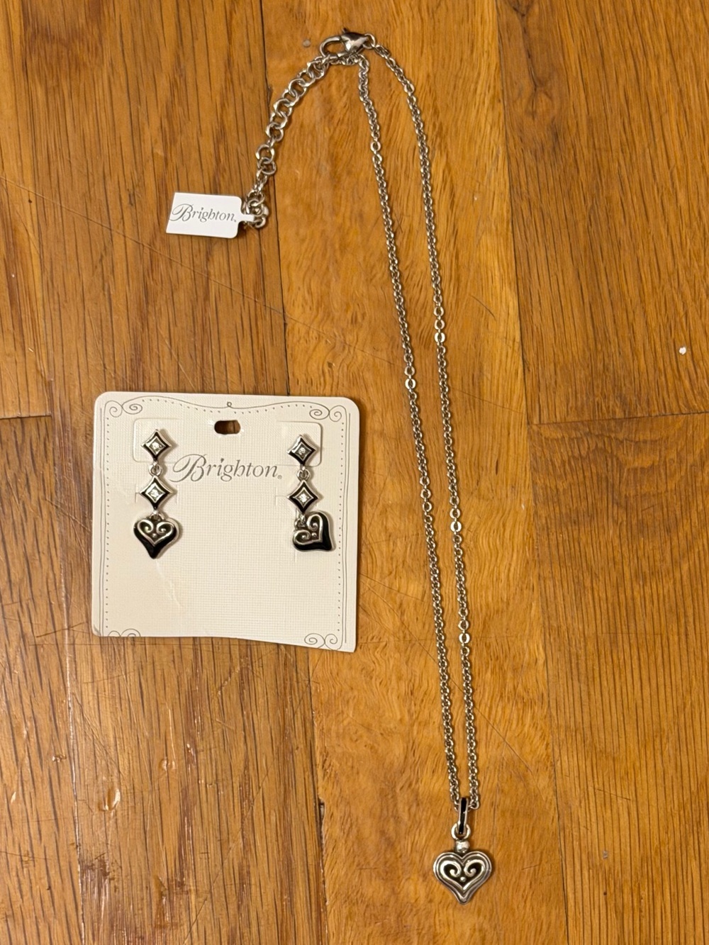 Brighton Silver Heart Pendant Necklace & Earrings Set
